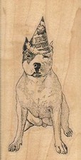 Party Dog 2 x 3 1/4" Rubber Stamp, Dog Stamp, Party Dog