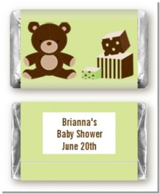 Teddy Bear Neutral Personalized Baby Shower Miniature Candy Bar Wrapper Stickers