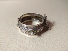 Antique Silver Berber Bracelet from Morocco with Enamel