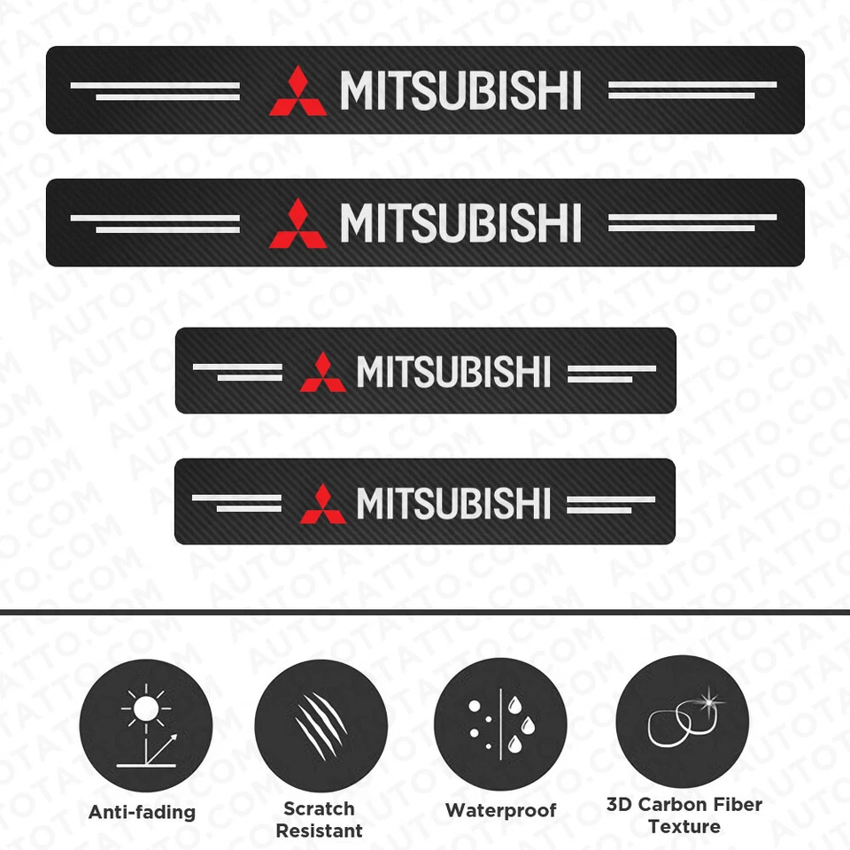4x For Mitsubishi Car Door Plate Sill Scuff Anti Scratch Decal Sticker Protector Foto 3 de 4