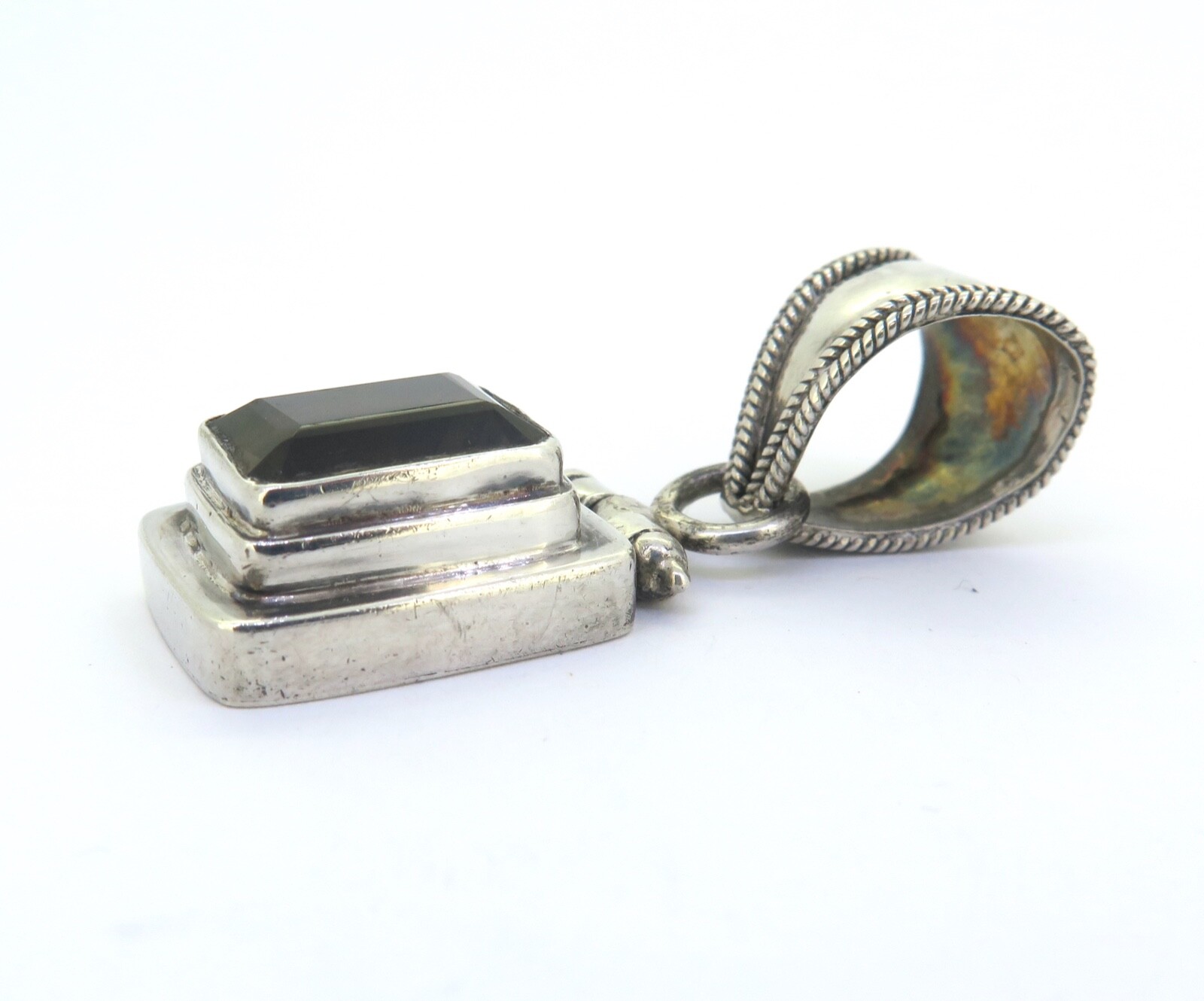 Stylish Sterling Silver  & Rectangular Smoky Quar… - image 5