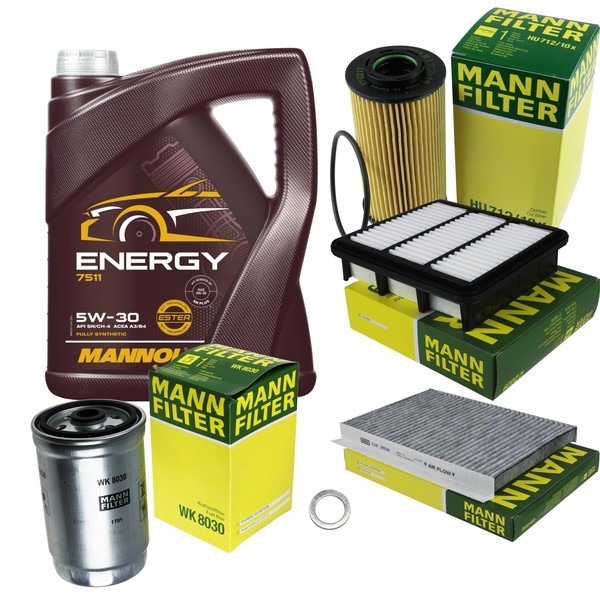 MANN-FILTER Inspektionspaket 5L Mannol Energy 5W-30 FüR Hyundai I30 1.6 Crdi-image