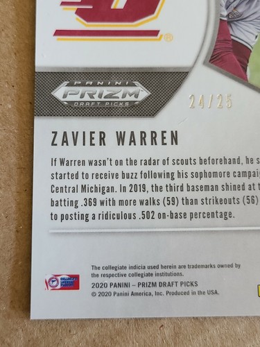 Zavier Warren 2020 Panini Prizm Draft Pick Snakeskin Print 24/25 Brewers - Picture 9 of 10