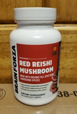 Brainforza Red Reishi 100% Certified Organic 4-Strain, 90 Veggie Caps (616639120387)