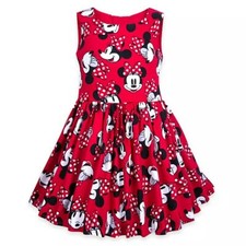 Disney Store Girl's Minnie Mouse Dress Up All Over Print Red Party Holiday NEW