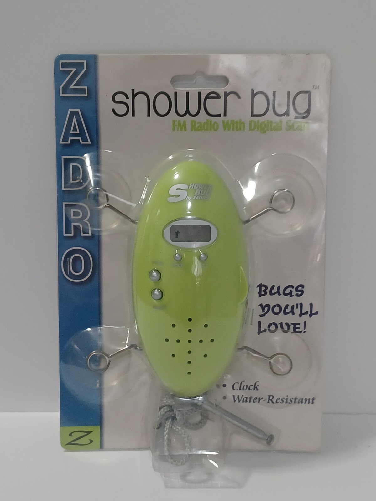 Zadro Shower Bug FM Radio Model Lime Green Digital Scan See