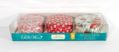 The Pioneer Woman 3 Piece Candle Tin Set VINTAGE FLORAL 4.95 oz Each NEW