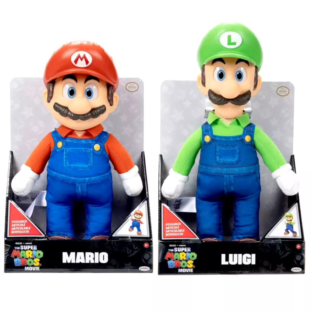 The Super Mario Bros Movie Poseable Plush Figure Nintendo Mario/Luigi Set  NEW