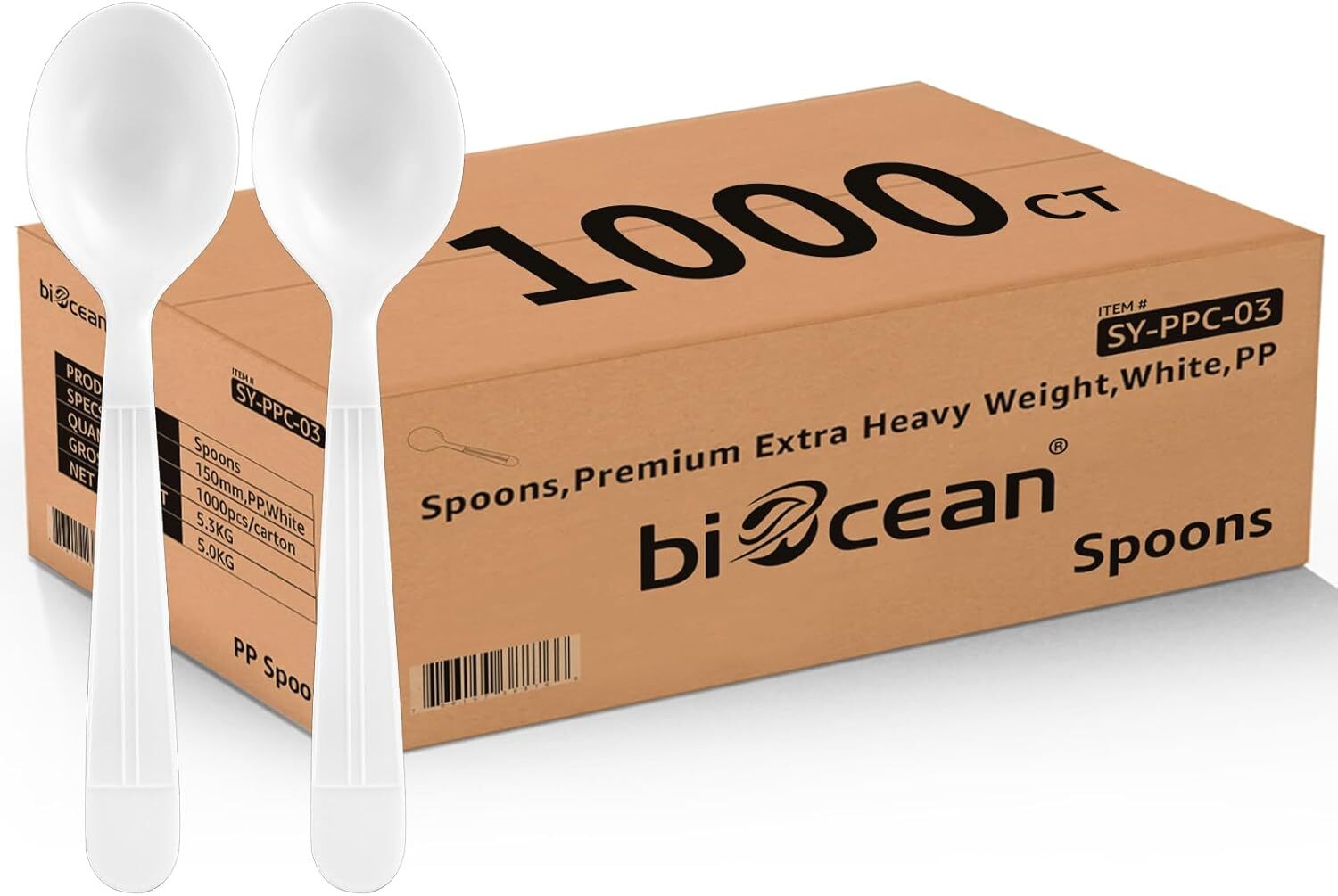 Plastic Spoons 1000 Count Extra Heavy Duty Disposable Soup Spoon White