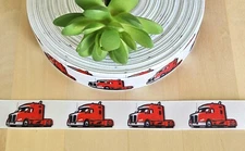 7/8" (1 YD) Semi-Truck Grosgrain Ribbon Semis 18 Wheelers Big Rigs Semi-Trailer