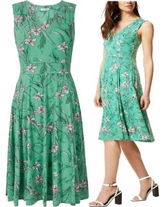 floral print waisted midi dress