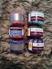 Multicolor Flutter Candy Berlini Ladder Ribbon Eyelash Decorative Yarn Lot Of 6