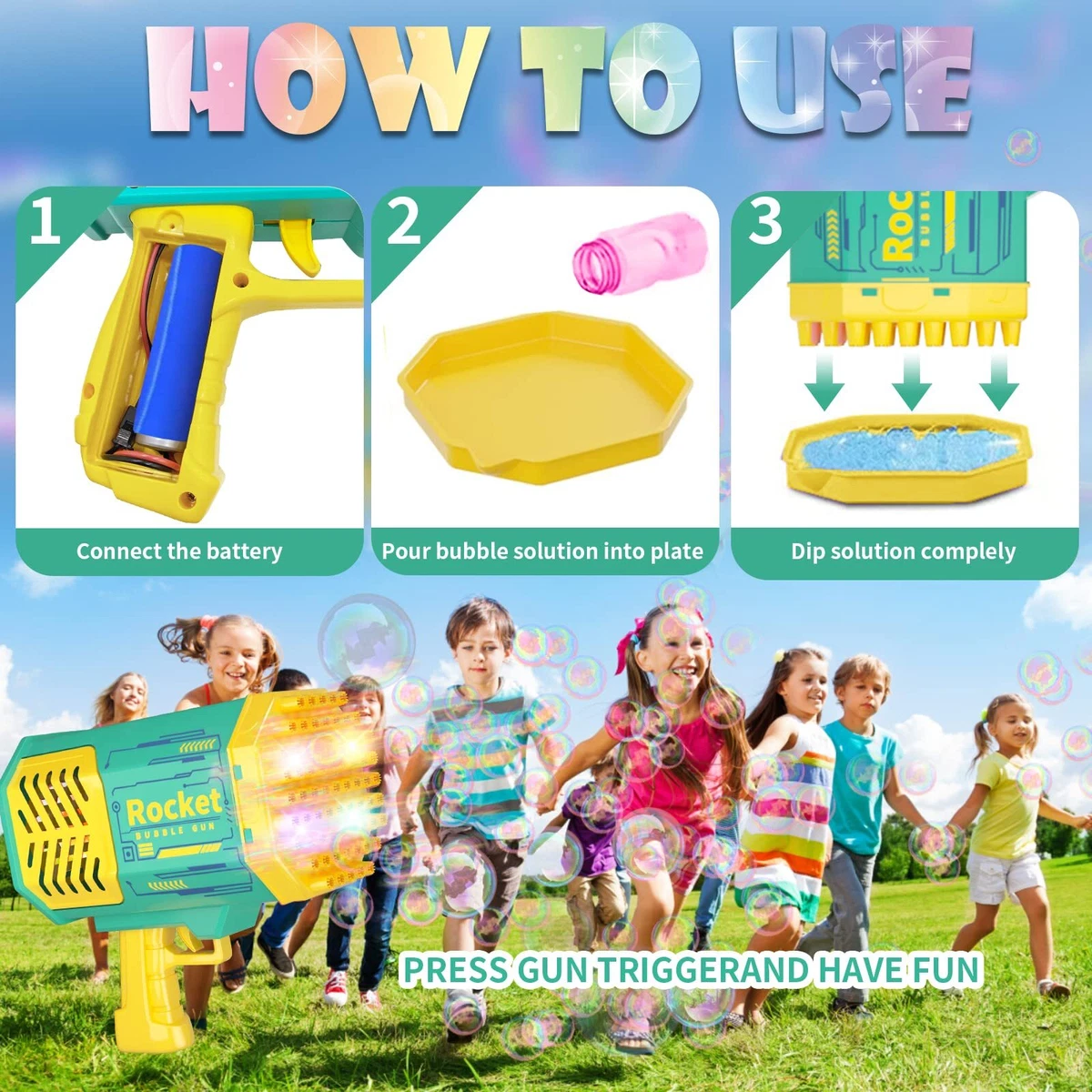 TIKTOK 69 Holes Bazooka Bubble Gun Machine with Colorful Lights Rocket  Boom... | eBay