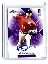 2021 Wilson Woodcox Leaf Perfect Game Bonus Blank Back Purple Rookie Auto 1/1