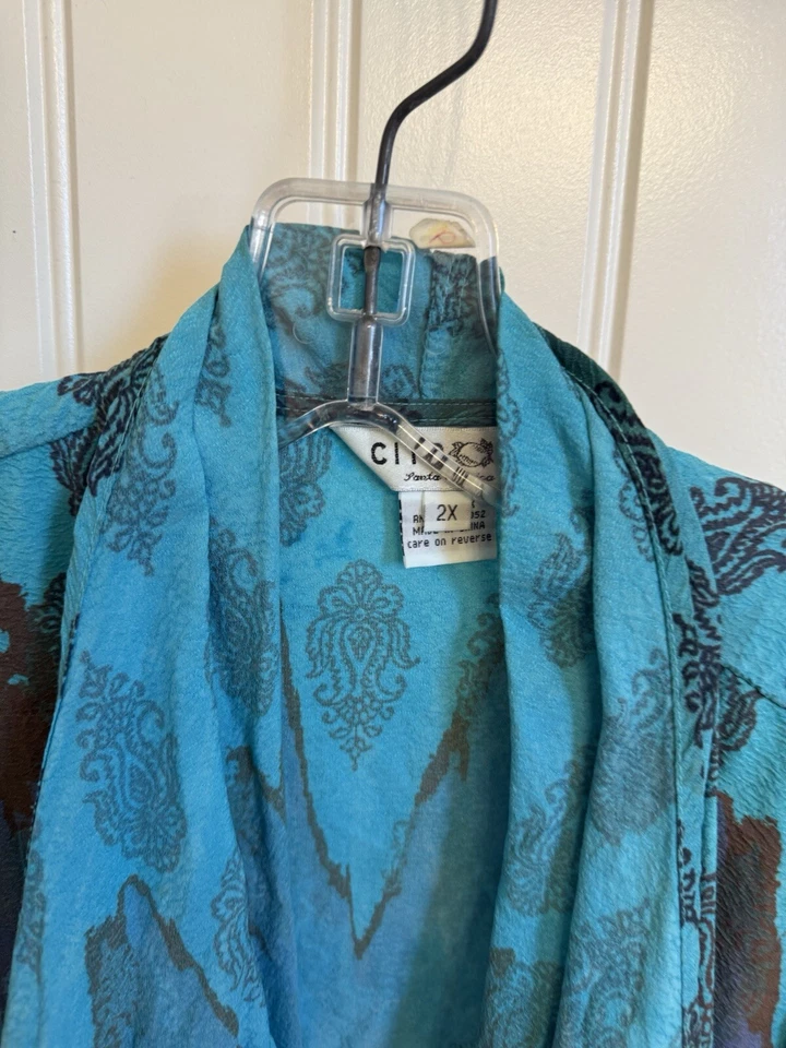 Chaqueta Topper Citron Santa Monica Talla 2x Cárdigan Abierto Seda Artística Foto 3 de 3