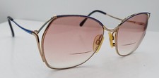 Vintage Charmant 4214 Blue Gold Oval Metal Sunglasses Japan FRAMES ONLY