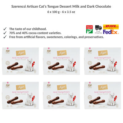 Szerencsi Artisan Cat s Tongue Dessert Milk and Dark Chocolate - 100g x 6