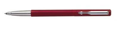 Parker Vector Standard Chromrand Tintenroller roter Körper blaue Tinte Tinten...