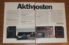 Rara Pubblicità Vintage SONY HiFi Giradischi Cassette Deck Box 1979
