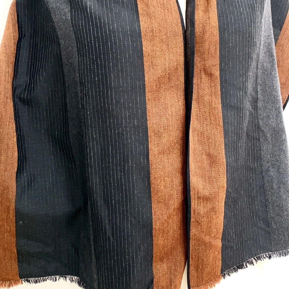 CALVIN KLEIN RAYAS NEGRO RECTANGULAR LANA bufanda 58/14 pulgadas #A118 Foto 2 de 3