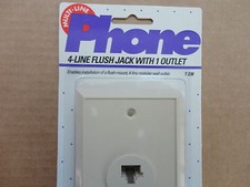 4 Packs 8-Pin Conductor Telephone Modular Flush Mount Wall Jack, Ivory, Recoton