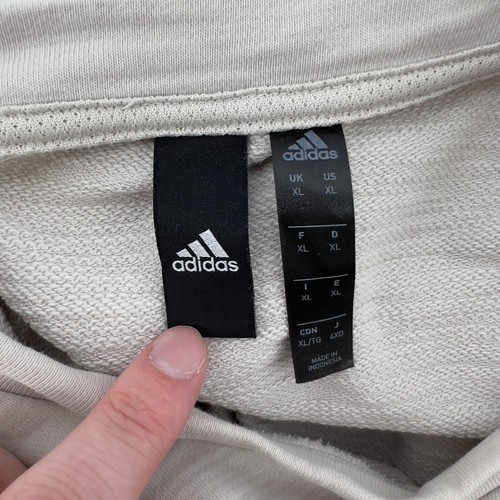 Adidas Men XL Long Sleeve Pullover Beige Crew Neck Pocket Cotton Blend Pocket - Picture 4 of 6