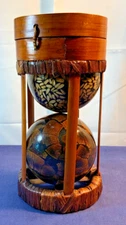 Vintage 10”x 5” Decorative Balls with Wooden Cylindrical  Opens To Change Balls