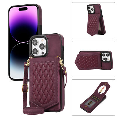 Grid Leather Mirror Phone Case For iPhone 11 12 13 14 15 16 Pro Max XR 6 7 8