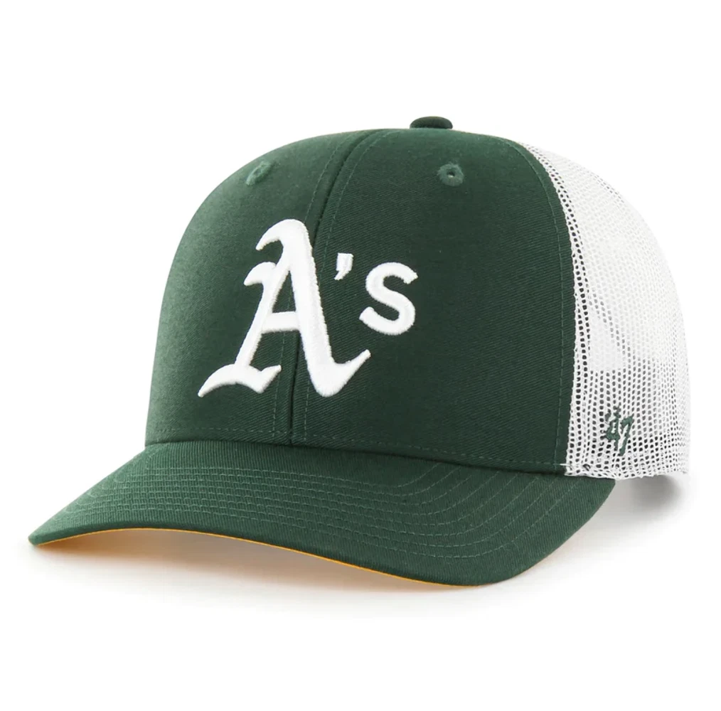 Casquette Vintage Oakland Athletics MLB - AJD USA, Logo A En Point De Chaîne, Verte