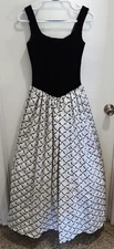 Vtg Cache Ballgown Dress Sleeveless Velvet Corset Top Full Skirt Black/White 4