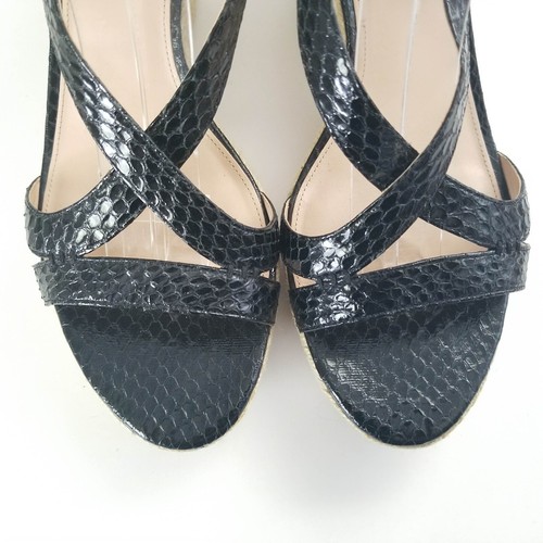 Via Spiga Espadrille Wedge Sandals Black Snake Print Leather Heels Shoes Size 11 - Picture 7 of 12