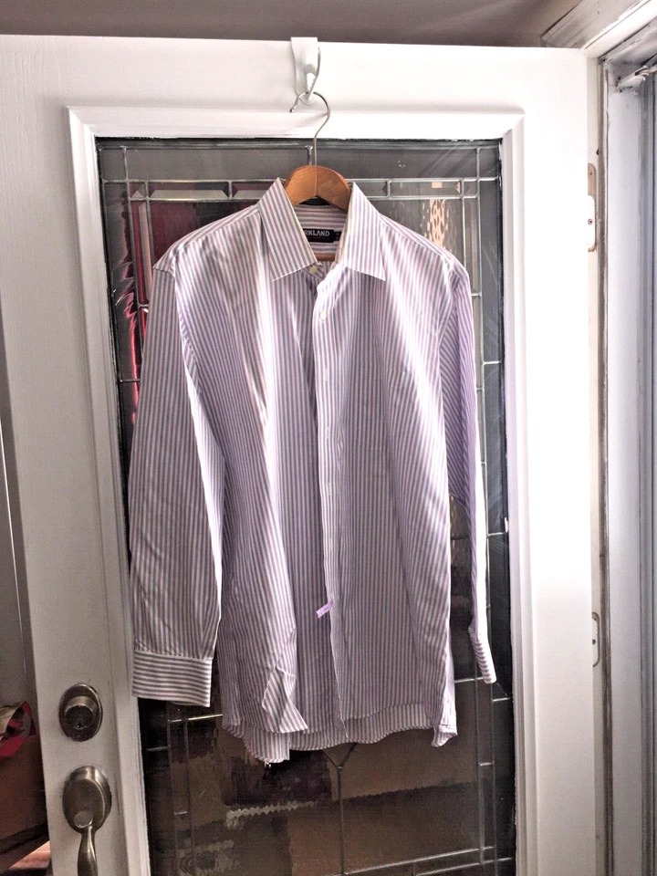 KIRKLAND SIGNATURE 男式长袖正装衬衫 17-1/2 34 非铁色 — 第 3/4 张图片