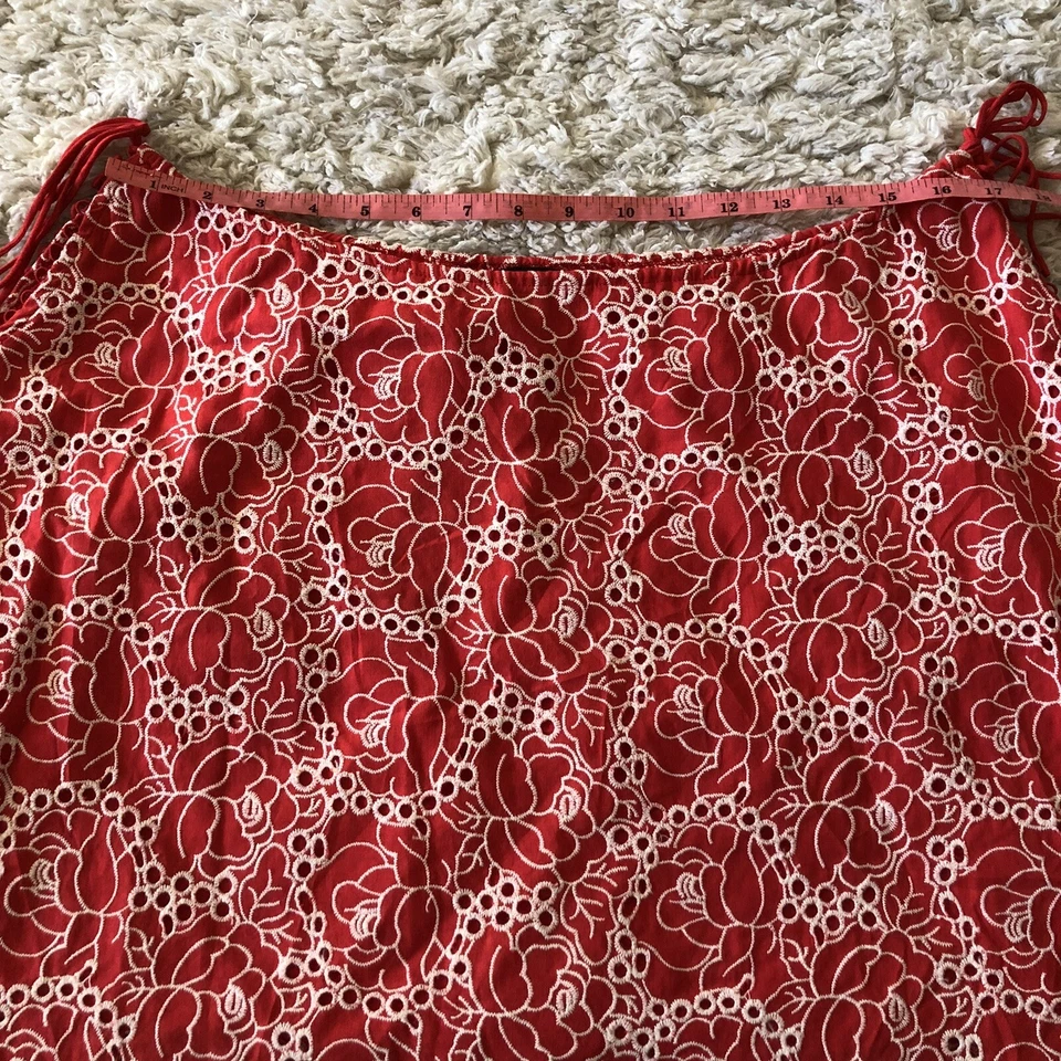 Falda Buffalo David Bitton Mujer Grande Roja Floral Bordada Forrada NUEVA Foto 3 de 4