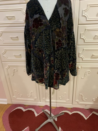 URU Vintage Abstract Silk/Rayon Top Shirt Blouse Art To Wear Multi Artsy L - Picture 10 of 20