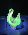 Vintage Murano Blown Glass Swan Green & Blue, with a Green Manganese Glow