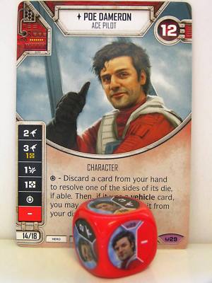 Star Wars Destiny - 1x #029 Poe Dameron + Die - red - Awakenings
