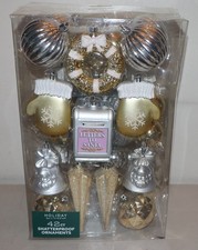 42 Count Holiday Time Shatterproof Christmas Ornaments Gold  Silver