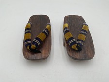 Vintage Japanese Wood Geta Geisha Sandals Shoes 7 .