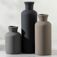 Ceramic Vase Set of 3, Neutral Vases Home Decor Rustic Farmhouse Decor Vase Terr