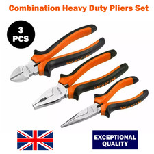 3 Pcs Plier Set Long Nose Soft Grip Combination Cutter Cable Wire Cutting Pliers