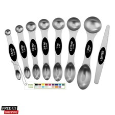 Stainless Steel Magnetic Measuring Spoons Set with Strong N45 Magnets, Heavy ...