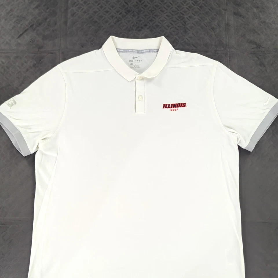 Camisa polo de golf Illinois Fighting Illini Nike B1G blanca manga corta para hombre grande Foto 3 de 4