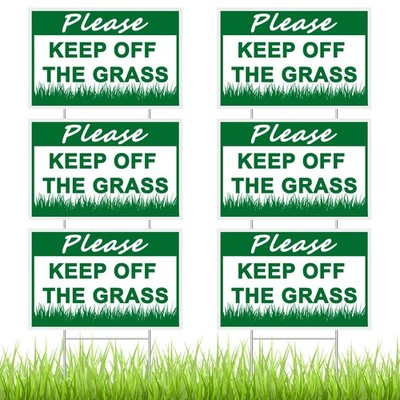 2 PCS 8x12 Inch Please Keep Off Grass Sign Double Sided Plastic Yard Stakes
