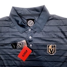 Las Vegas Golden Knights Hockey NHL Mens Large Gray Striped Polo Shirt NWT Foco