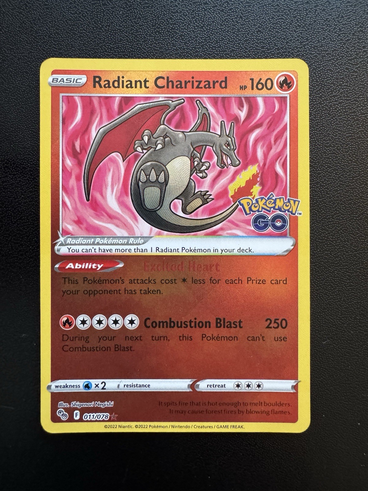 Pokémon TCG Radiant Charizard Holo Card #11/78 Pokémon Go NM/M