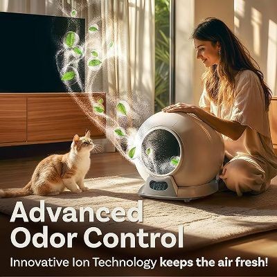 PETCOVE SELF-CLEANING AUTOMATIC LITTER BOX   SMART AUTO CAT -  WHITE / GRAY
