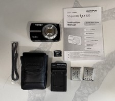 Olympus Digital Camera Stylus 820 8MP Black 2 Batteries 2GB XD Card Tested Works