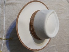 Wide Brim Poly Tan Hat Fedora Feel Like Felt Unisex 24 In round Outside  Hat