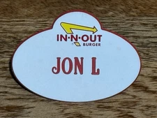 IN-N-OUT Burger Name Tag Jon L