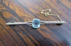 Antique Victorian 9CT Gold Aquamarine Bar Brooch Pin Edwardian 4.06g